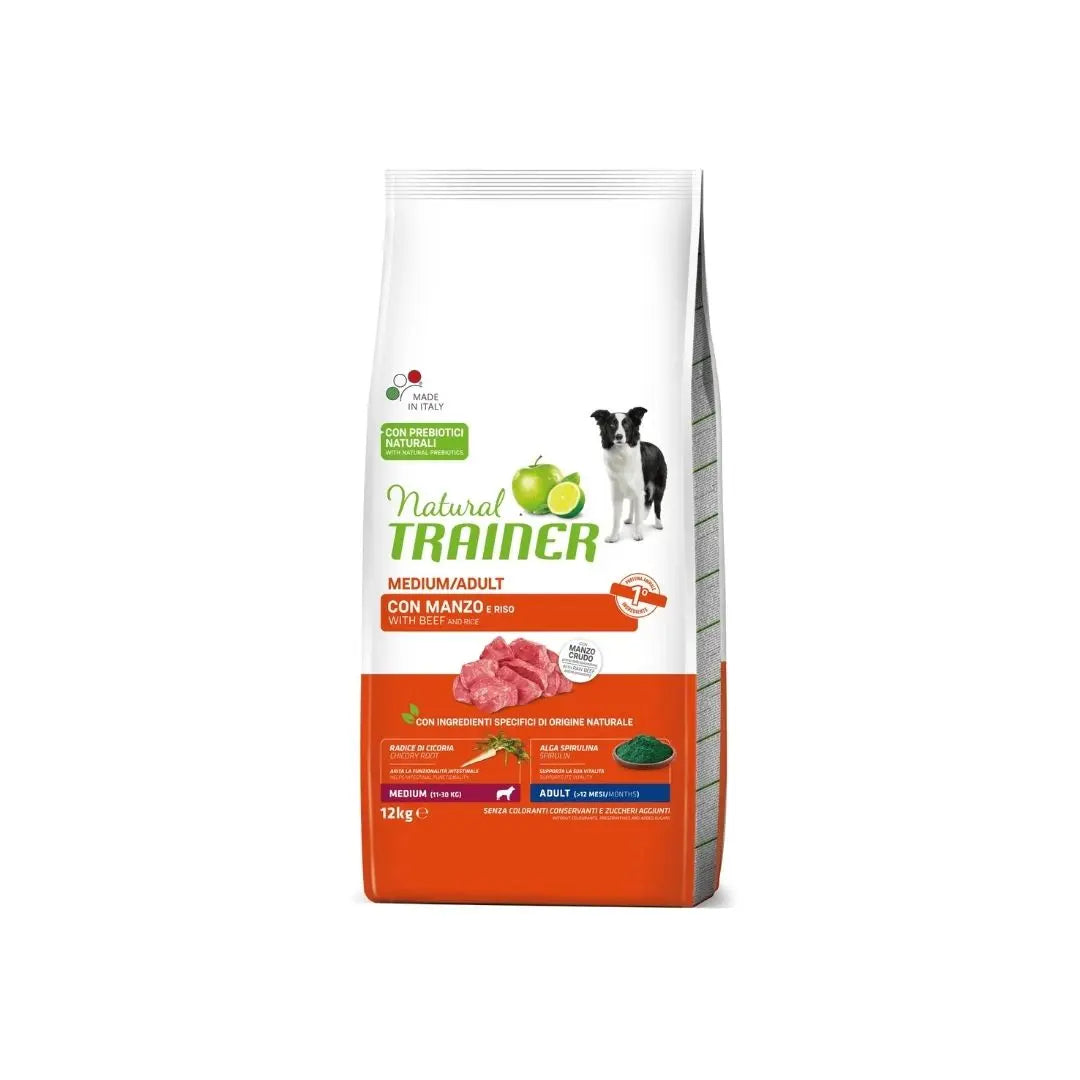 Trainer Natural Manzo 12Kg Crocchette Cani Medium Adult - Animaliapet