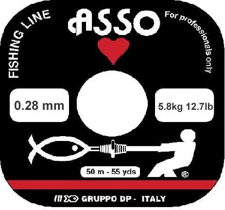 Asso Cuori Fluorcarbon 0.28mm, 5.8 kg - 12.7lb 50mt / 55 yds - Animaliapet