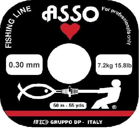 Asso Cuori Fluorcarbon 0.30mm, 7.2 kg - 15.8lb 50mt / 55 yds - Animaliapet