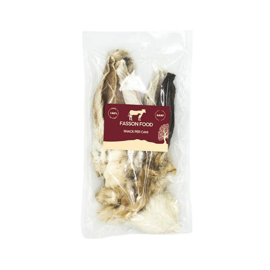 Fasson Food Orecchie di Coniglio col Pelo 75g Snack per Cani - Animaliapet