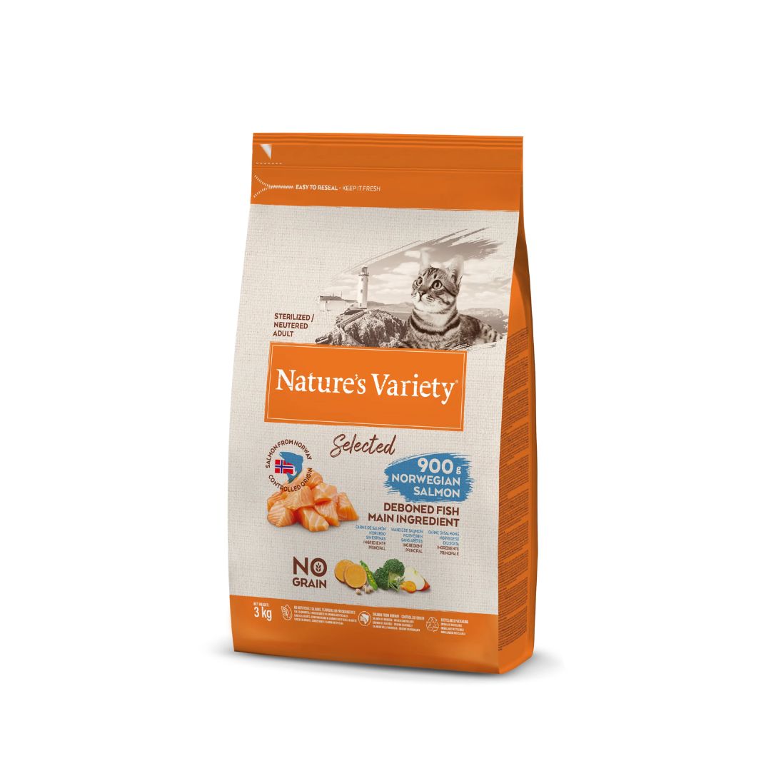 Nature's Variety Selected Salmone 3Kg Crocchette Gatti Sterilizzati Adult - Animaliapet