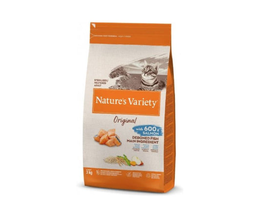 Nature's Variety Original Salmone 3Kg Crocchette Gatti Stelirizzati Adult - Animaliapet