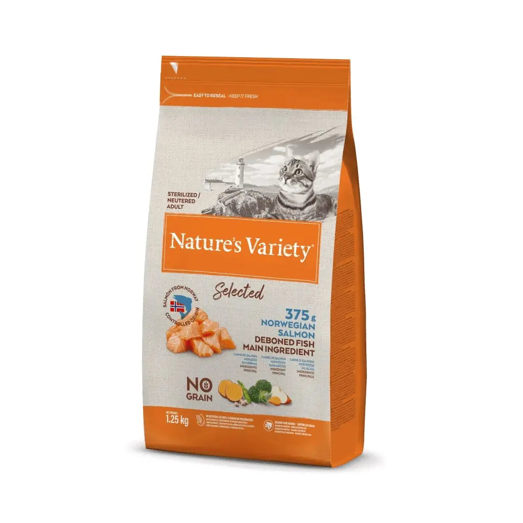 Nature's Variety Selected Salmone 1,25Kg Crocchette Gatti Sterilizzati Adult - Animaliapet