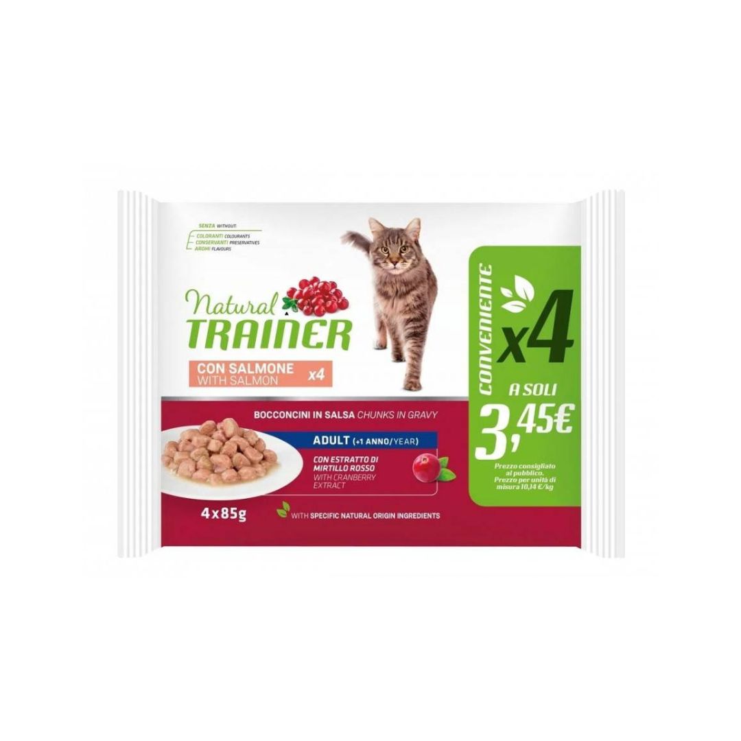 Trainer Natural Bocconcini di Salmone 4x85g Bustina Gatti Adulti - Animaliapet