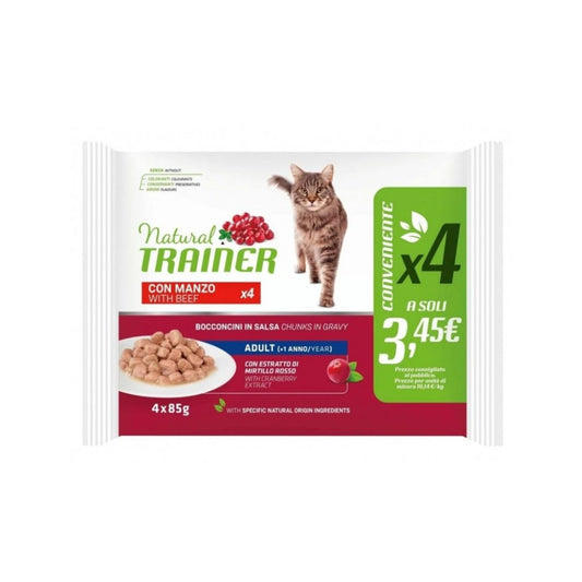 Trainer Natural Bocconcini di Manzo 4x85g Bustina Gatti Adulti - Animaliapet