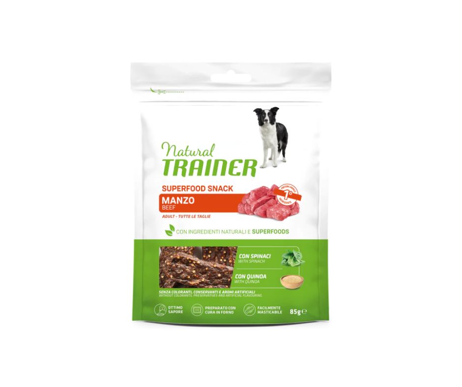 Trainer Superfood Snack Manzo Spinaci e Quinoa 85g Cani - Animaliapet