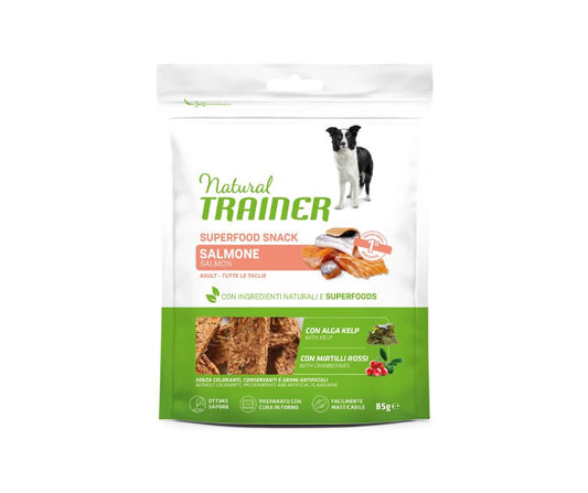 Trainer Superfood Snack Salmone Alga Kelp e Mirtilli Rossi 85g Cani - Animaliapet