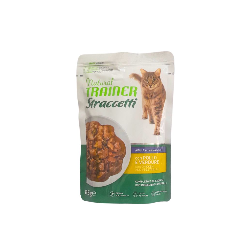 Trainer Natural Straccetti Pollo e Verdure 85g Bustina Gatti Adulti