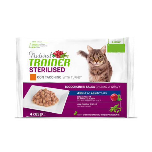 Trainer Natural Sterilised Tacchino 4x85g Bustina Gatti Sterilizzati