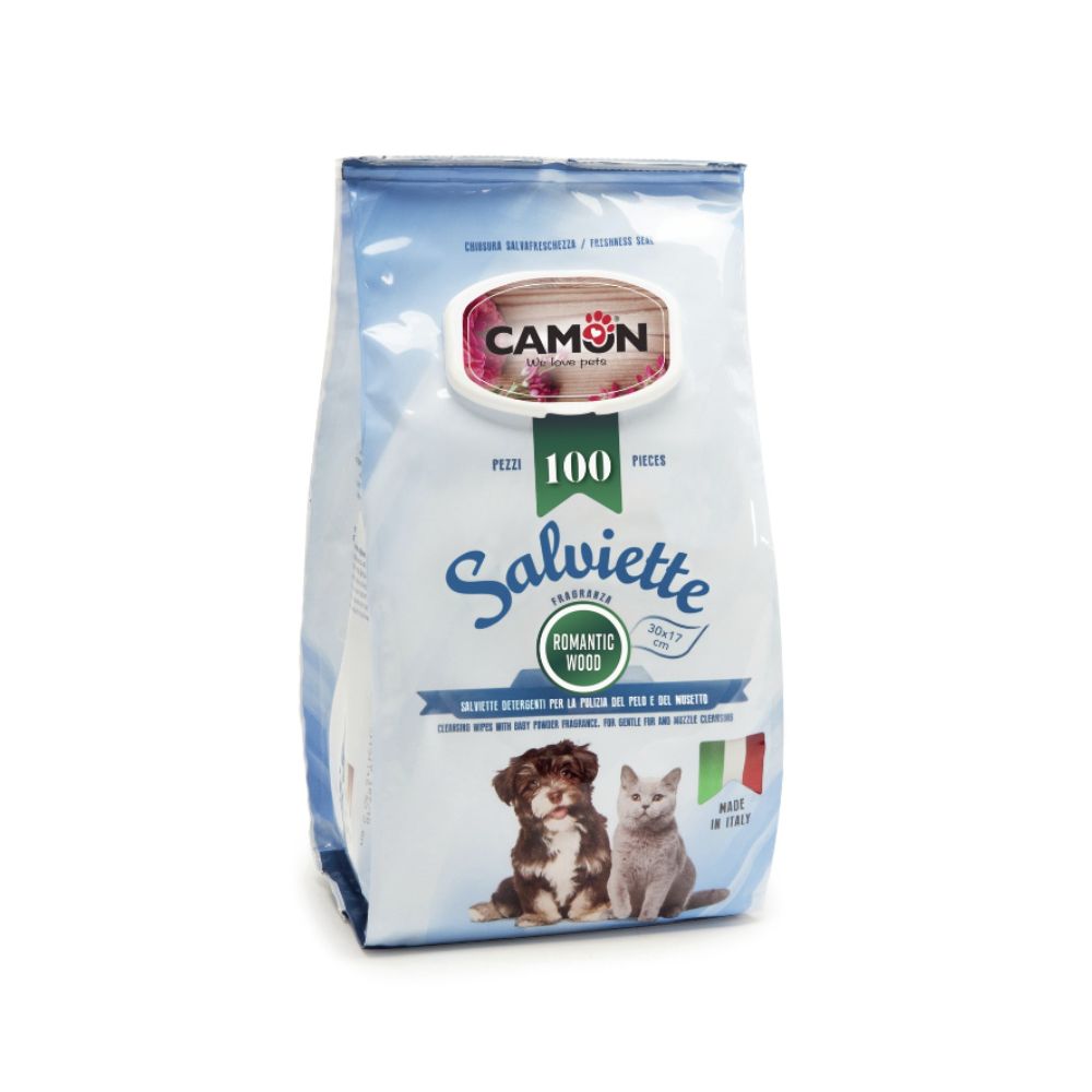 Camon Salviette Detergenti Romantic Wood 100pz Cani e Gatti