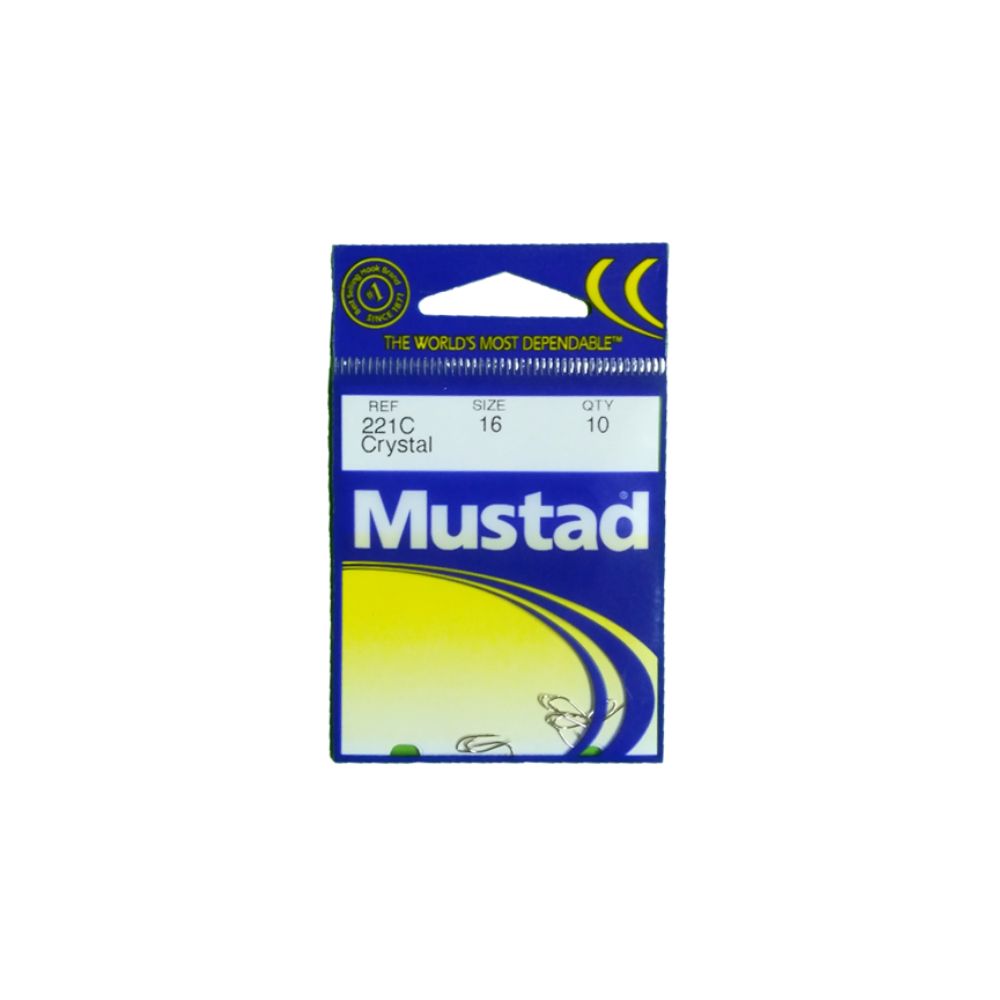 Mustad Crystal 221C Taglia 16 10Pezzi Ami per la Pesca