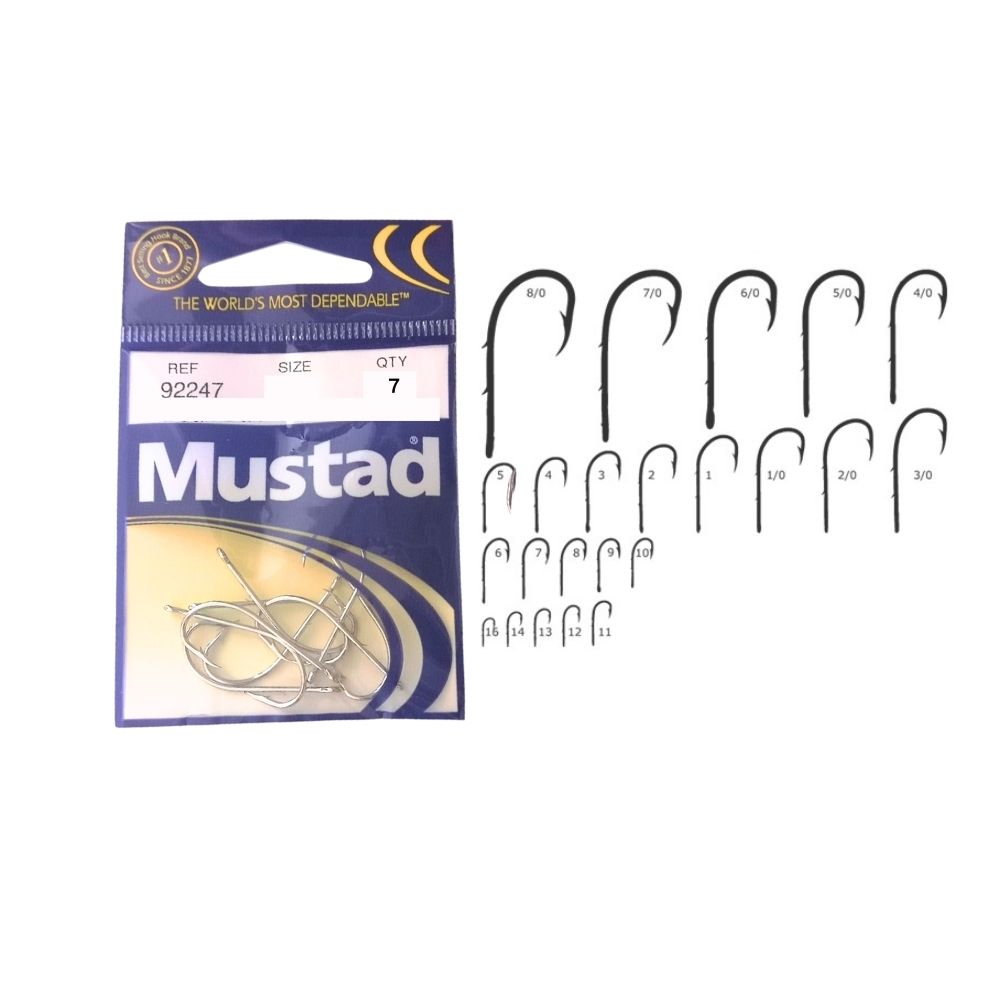 Mustad 92247 Taglia 1/0 7Pezzi Ami per la Pesca