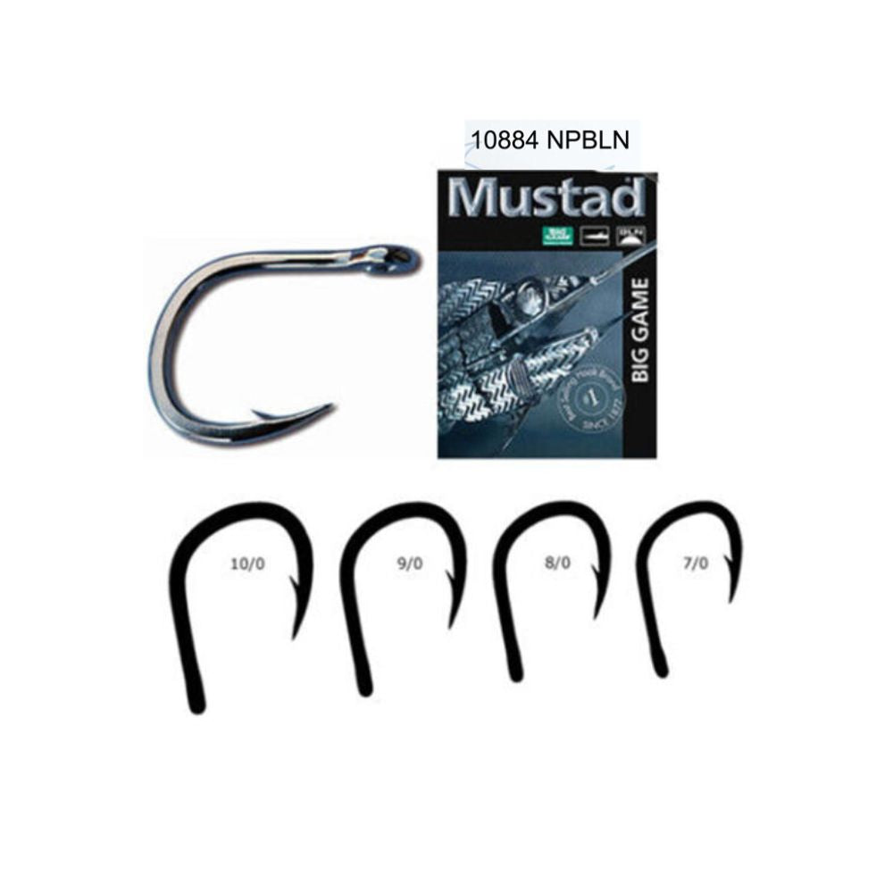 Mustad Big Game 10884NPBLN Taglia 9/0 3Pezzi Ami per la Pesca