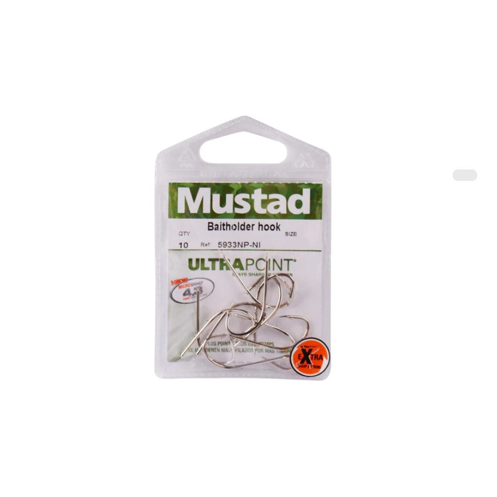 Mustad UltraPoint Baitholder Hook 5933NP-NI Taglia 8 10Pezzi Ami per la Pesca