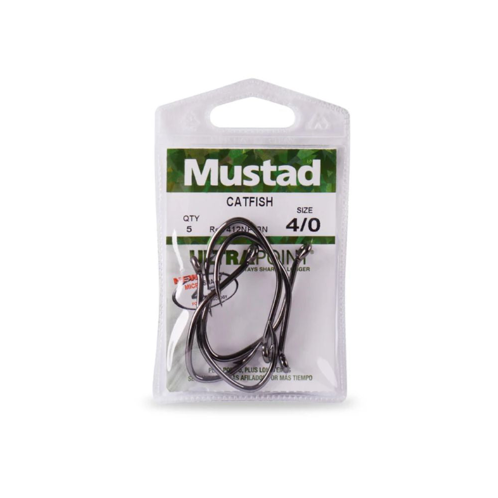 Mustad UltraPoint Catfish 412NP-BN Taglia 4/0 5Pezzi Ami per la Pesca