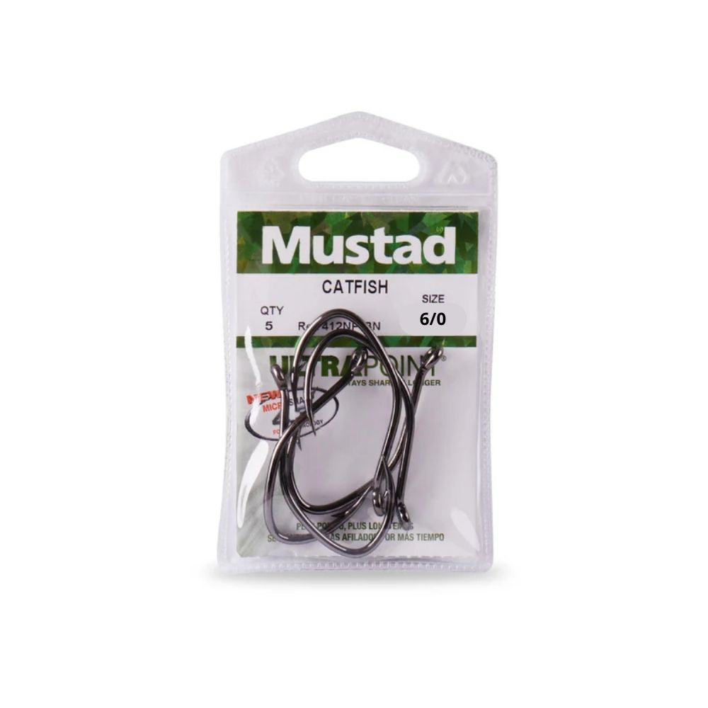 Mustad UltraPoint Catfish 412NP-BN Taglia 6/0 5Pezzi Ami per la Pesca