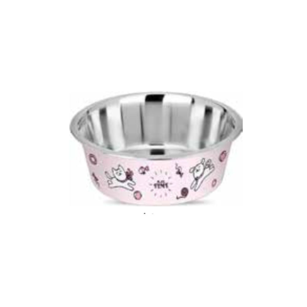 Colley Ciotola in Acciaio Play Time Rosa 1700ml per Cani e Gatti