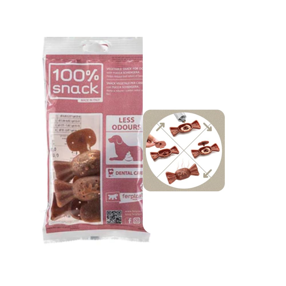 Ferplast Dental Snack 100% Vegetal CANDY RIEMPIBILE S Yucca Cani 4pz 75g