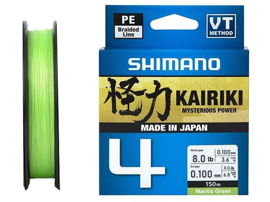 Shimano Trecciato Kairiki 4 Mantis Green PE 0.100mm, 6.8Kg, 150m