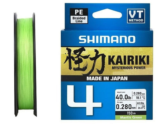 Shimano Trecciato Kairiki 4 Mantis Green PE 0.280mm, 26.0Kg, 150m