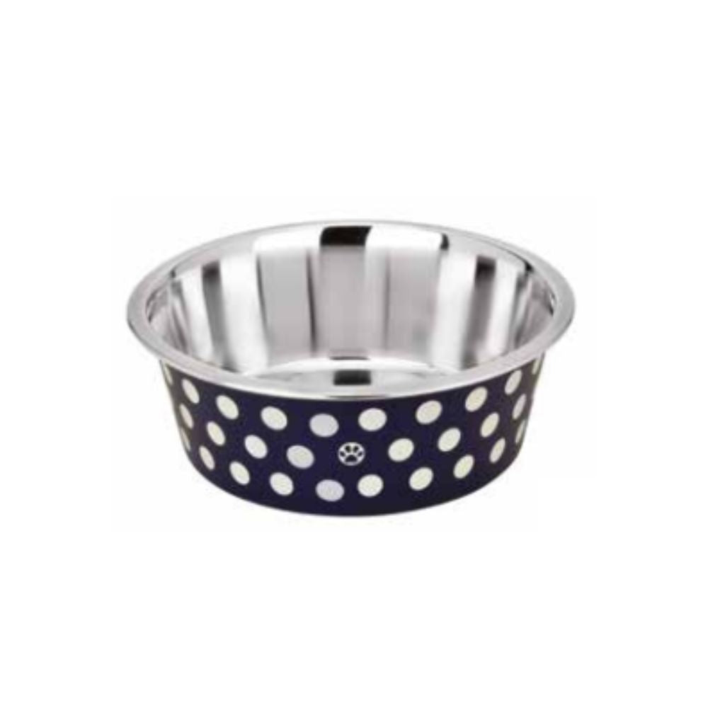 Colley Ciotola in Acciaio Pois Blue 800ml per Cani e Gatti - Animaliapet