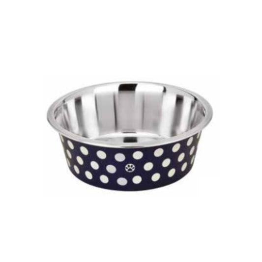 Colley Ciotola in Acciaio Pois Blue 1700ml per Cani e Gatti - Animaliapet